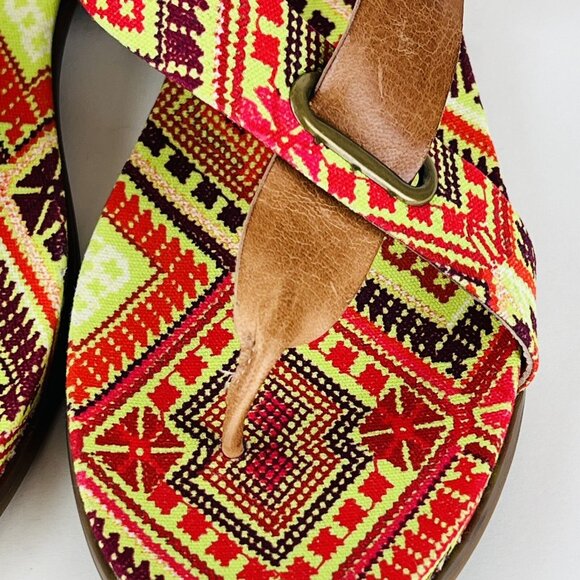 Antelope Women Rey Taupe Leather Flat Sandals US Size 5 Geometric Pattern - Picture 2 of 11